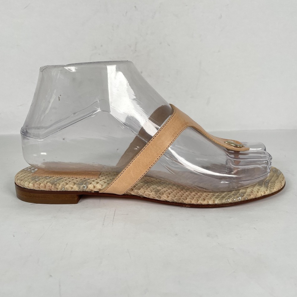 Kate Spade Sandals Womens Size 6.5 B Beige Snakeskin Leather Slip On Shoes